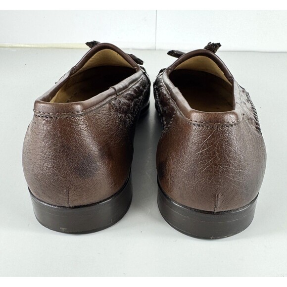 Zelli Ostrich Tassel Loafer Shoes Size US 10 Brown Leather Italy Mens main image 4